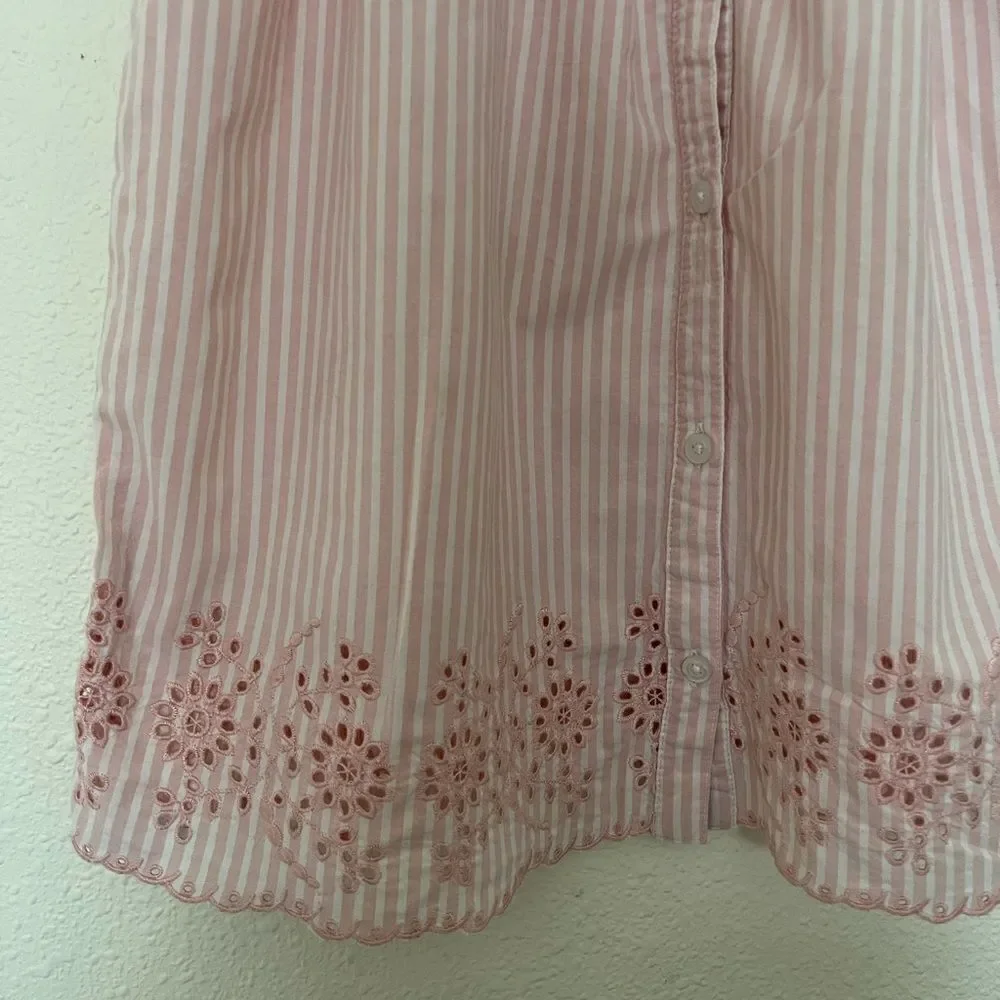 OLD NAVY pink embroidered button front shirt dress size 4